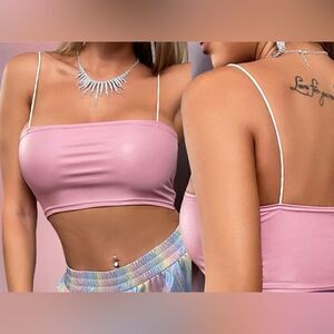 Pink Mini Leather Top l Cropped l L l New